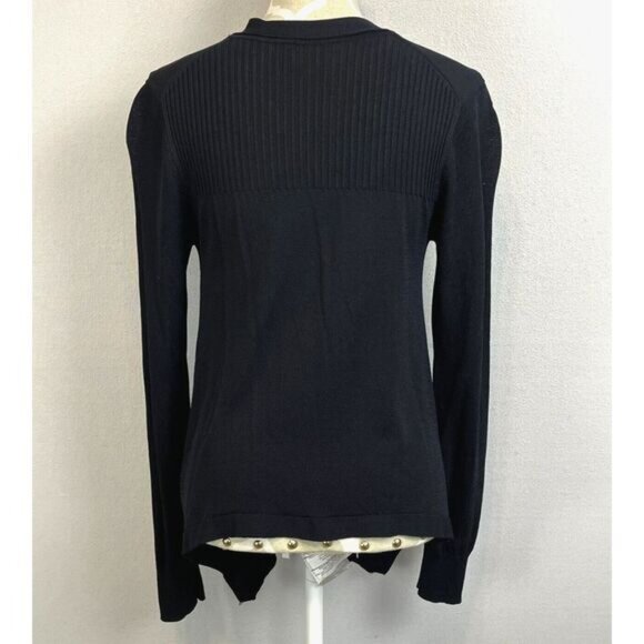 WILFRED Black Cardigan Womens Small Black Button‎ Up Deep V Slinky Stretch - Picture 2 of 9